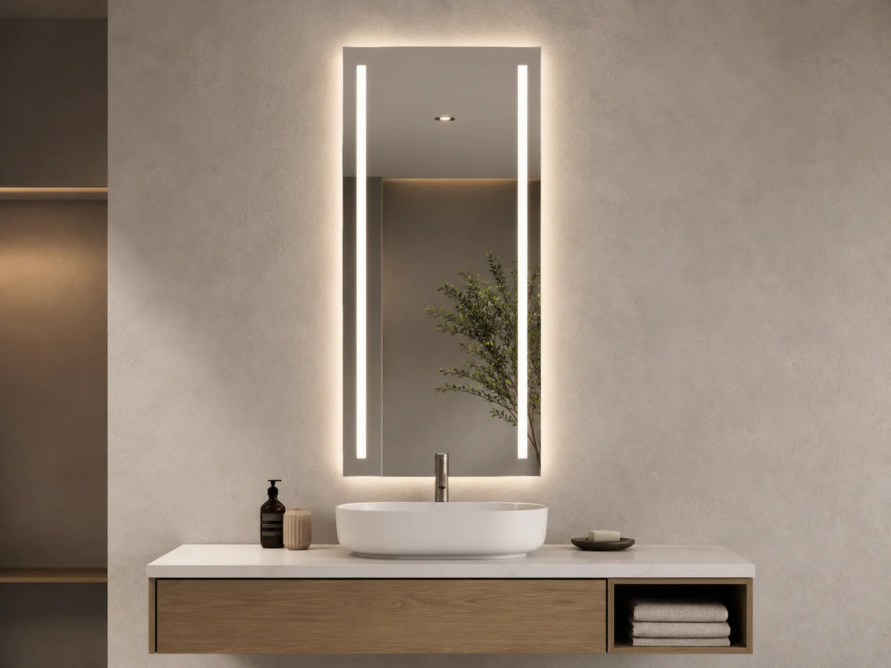 Front-lit LED mirror example